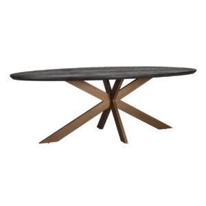 Dining table Blackbone brass oval 260 (Black rustic)