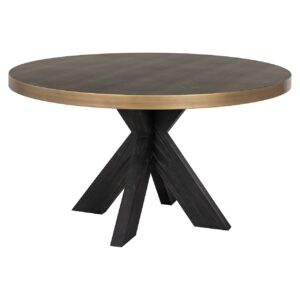 Dining table Bloomville 140Ø incl. glass (Black/gold)