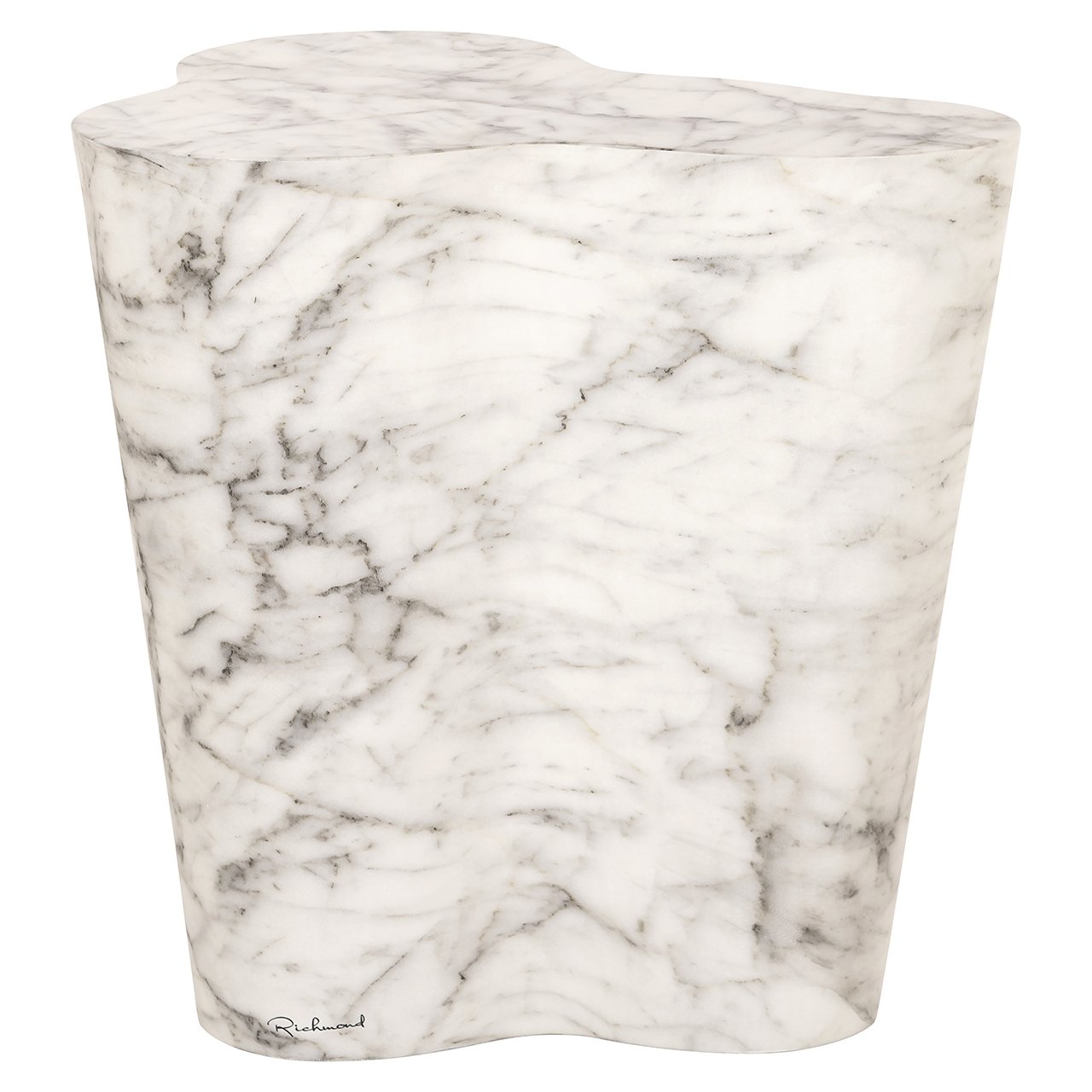 End table Rockyard faux white marble indoor/outdoor (White)