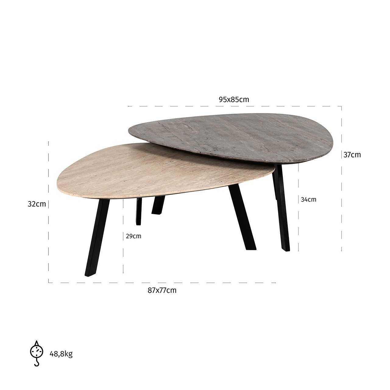 Coffee table Spencer set of 2 (Beige) - obrazek 5