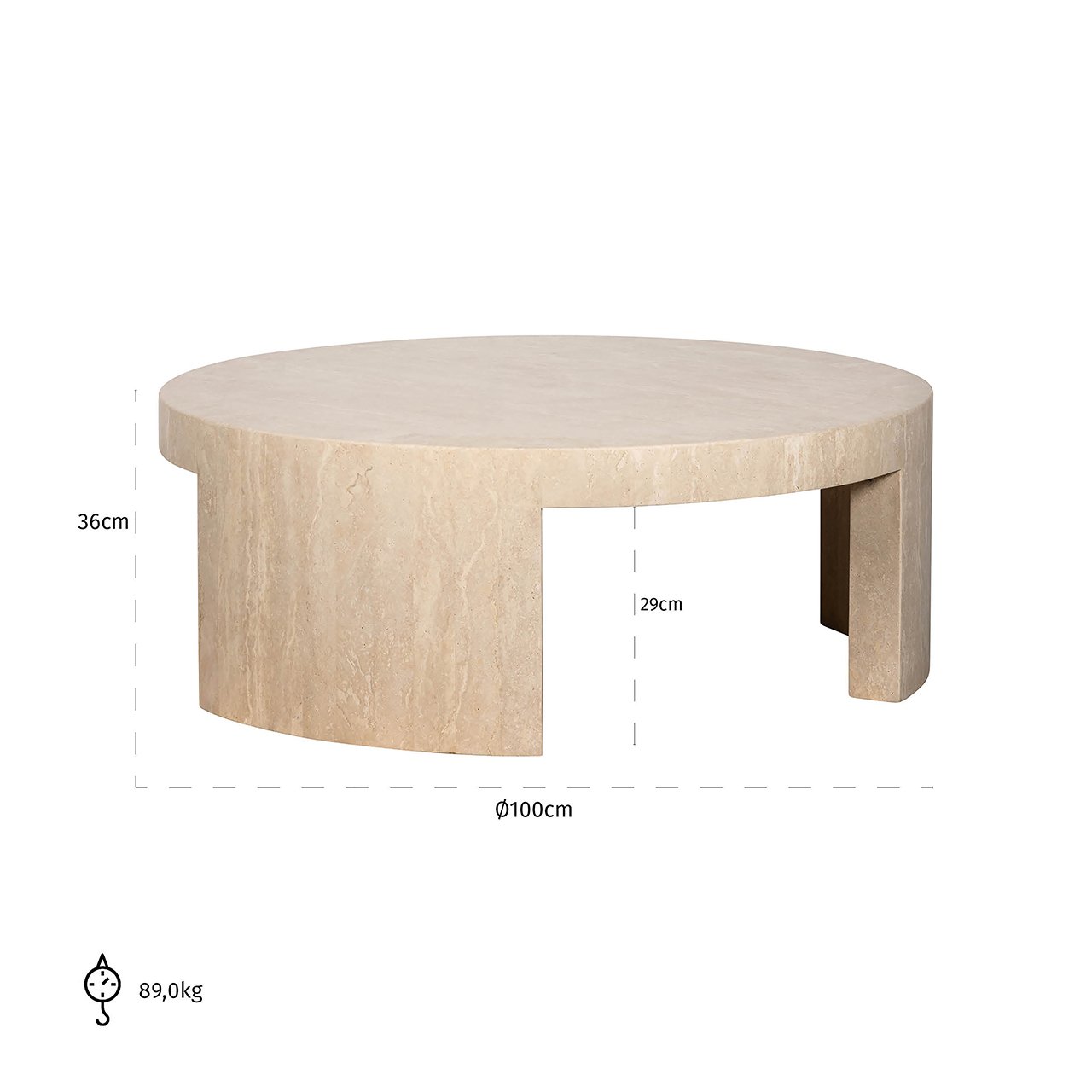 Coffee table round Biltmore italian travertine (Beige) - obrazek 3