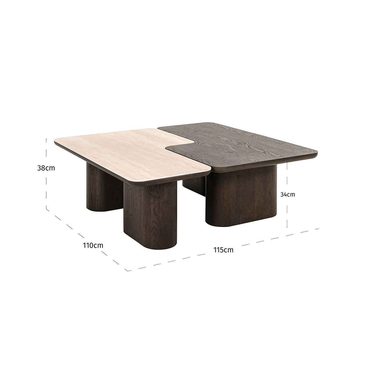 Coffee table Nando set of 2 (Brown) - obrazek 4