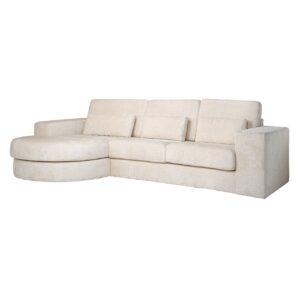 Sofa Felix lounge left round + 2,5 seats white chenille (Bergen 900 white chenille)