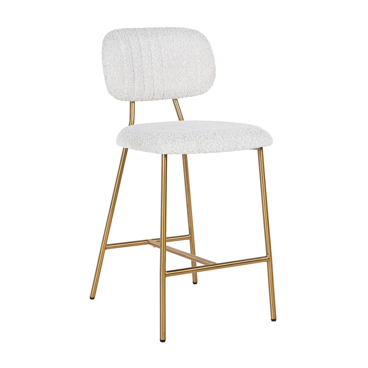 Counter stool Xenia white bouclé / brushed gold (Copenhagen 900 Bouclé White)