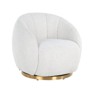 Swivel lounge chair Jago white bouclé / brushed gold (Copenhagen 900 Bouclé White)