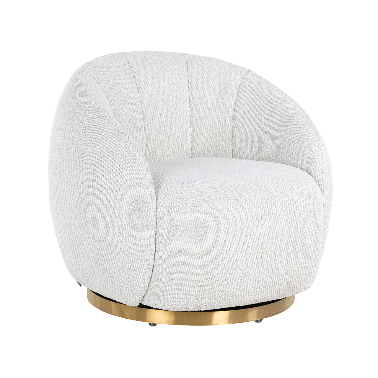 Swivel lounge chair Jago white bouclé / brushed gold (Copenhagen 900 Bouclé White)