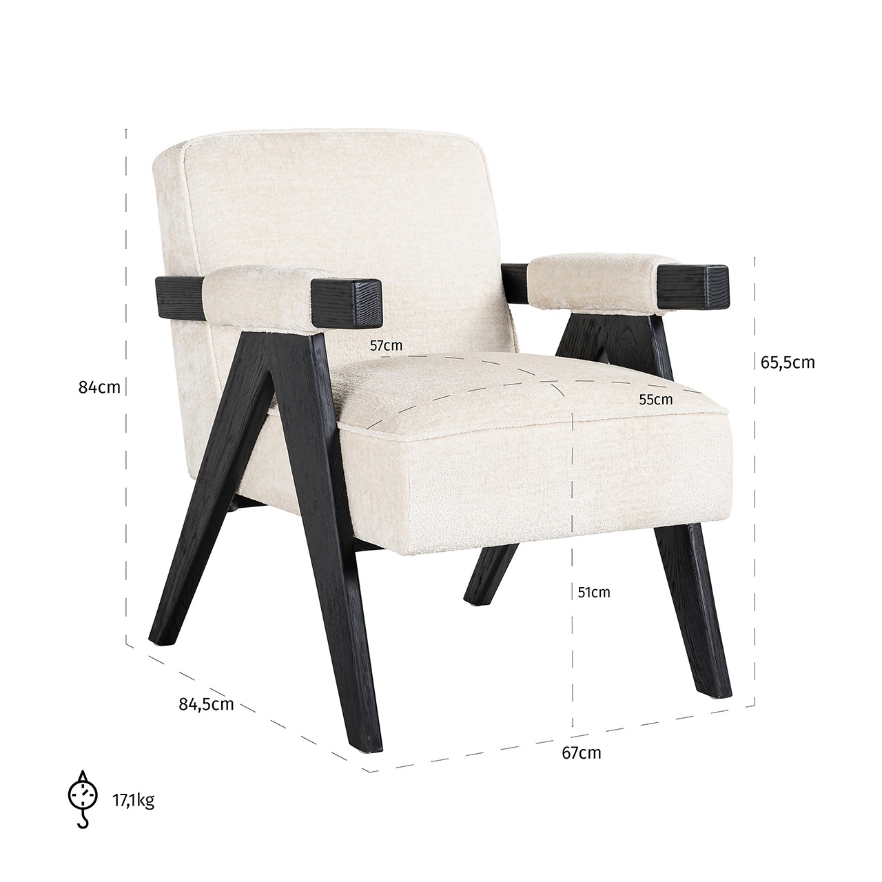 Lounge chair Cooper (Bergen 900 white chenille) - obrazek 5