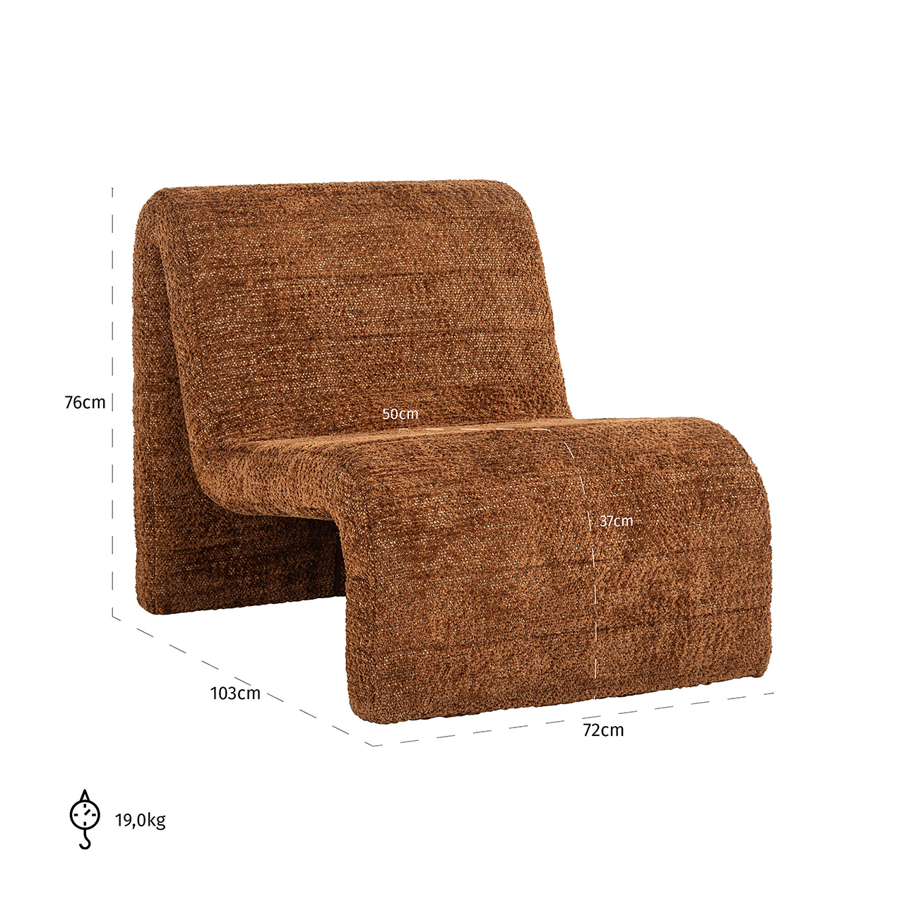 Lounge chair Kelly lovely cinnamon (Be Lovely 603 Cinnamon) - obrazek 5